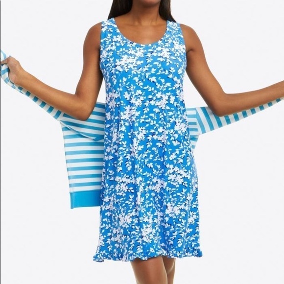 Draper James Ruffle Nightie Bluebell Shadow Floral - Picture 1 of 11